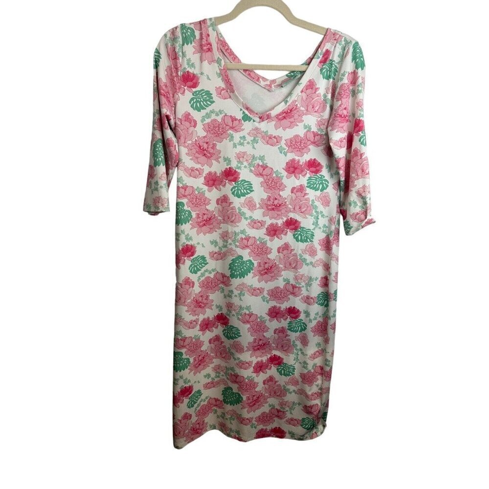 Manuel‎ Canovas Dress Pink Floral Polyamide Stretch Knit Womens US 10 12 Wedding